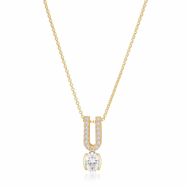 Ellisse Carezza ino - 18k Goldpläterad, med vita zirkoner Halsketten