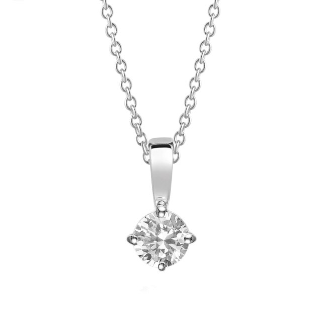 PRINCESS ROUND Halsketten weiße Zirkoner (Silber) 45 cm