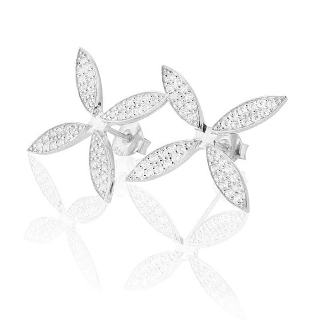 Sparkling ellipse  Earrings Silver