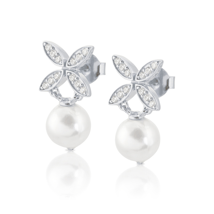 Ellipse mini pearl Earrings Silver in der Gruppe Ohrringe / Silberohrringe  bei SCANDINAVIAN JEWELRY DESIGN (s244CG)
