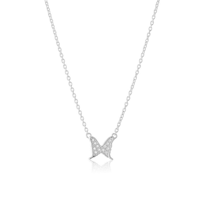 Petite papillion sparkling Necklace Silver in der Gruppe Halsketten / Silberhalsketten bei SCANDINAVIAN JEWELRY DESIGN (s316CG)