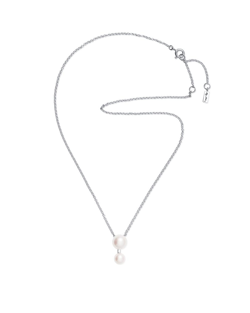 Drip Drop Pearl Necklace Silber