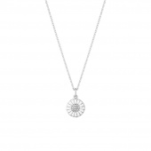 DAISY Hängeschmuck Silber RH WHITE ENAMEL 11 MM Diamant 0.05 ct 45 cm
