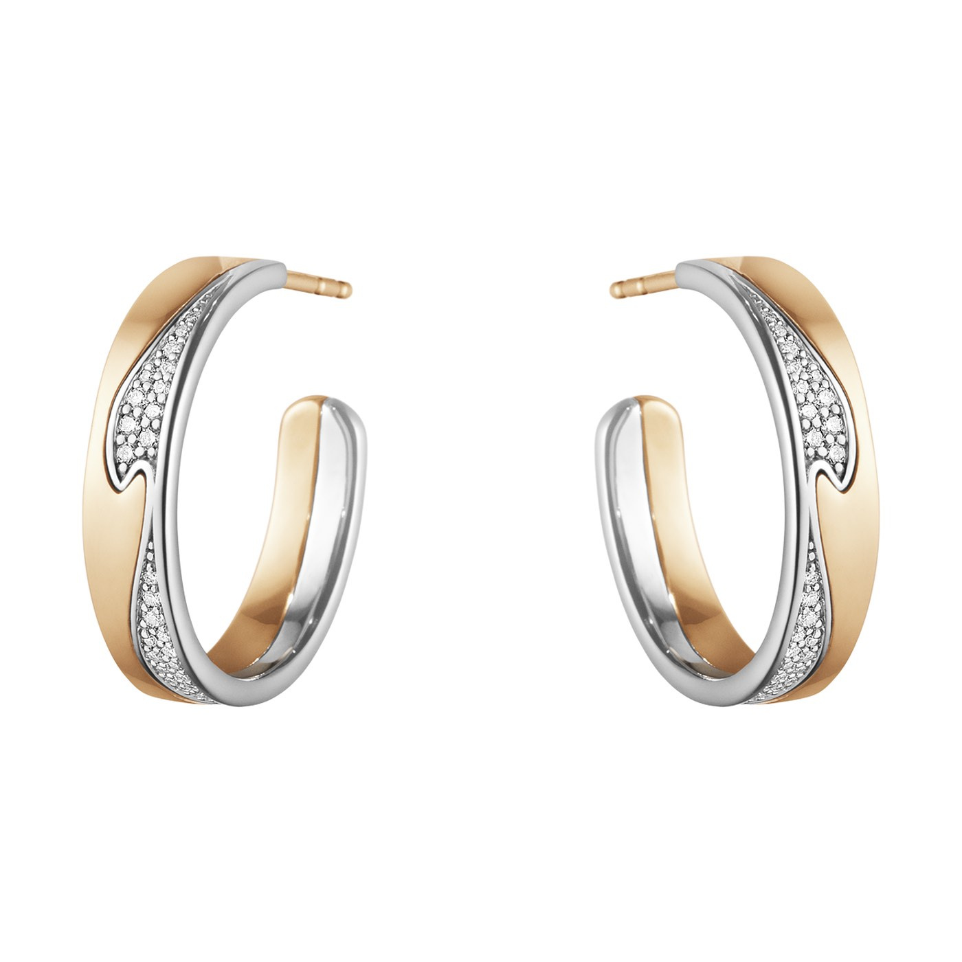 FUSION LARGE Ohrring Roségold Weißgold PAVÉ 0.21 ct