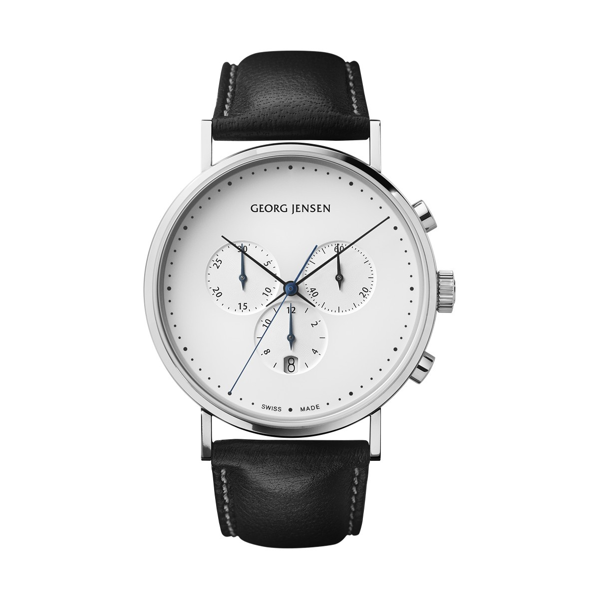 KOPPEL Uhr 41MM CHRONO QUARTZ, WHITE DIAL, BLACK CALF STRAP