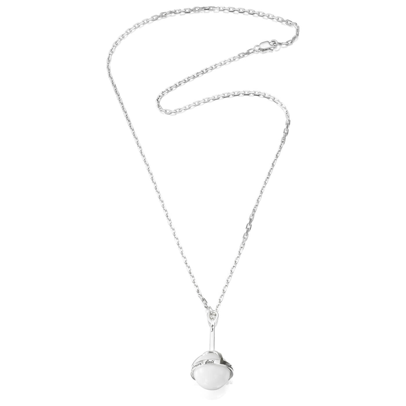 Amor Fati Globe - White Agate Hängeschmuck Silber