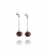 Swinging Love Beads - Smokey Quartz earring Silber