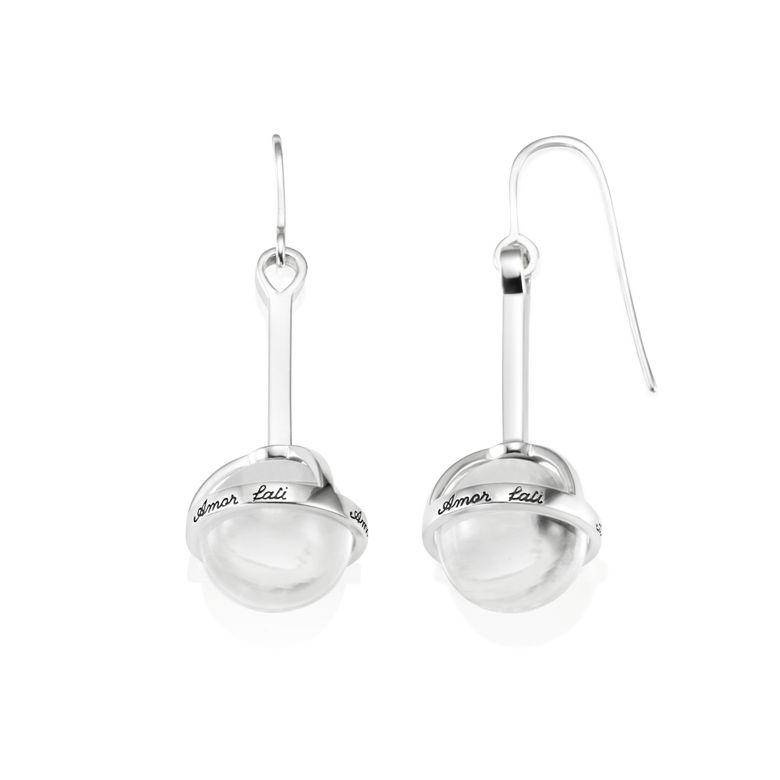 Amor Fati Globe - Crystal Quart Ohrring Silber