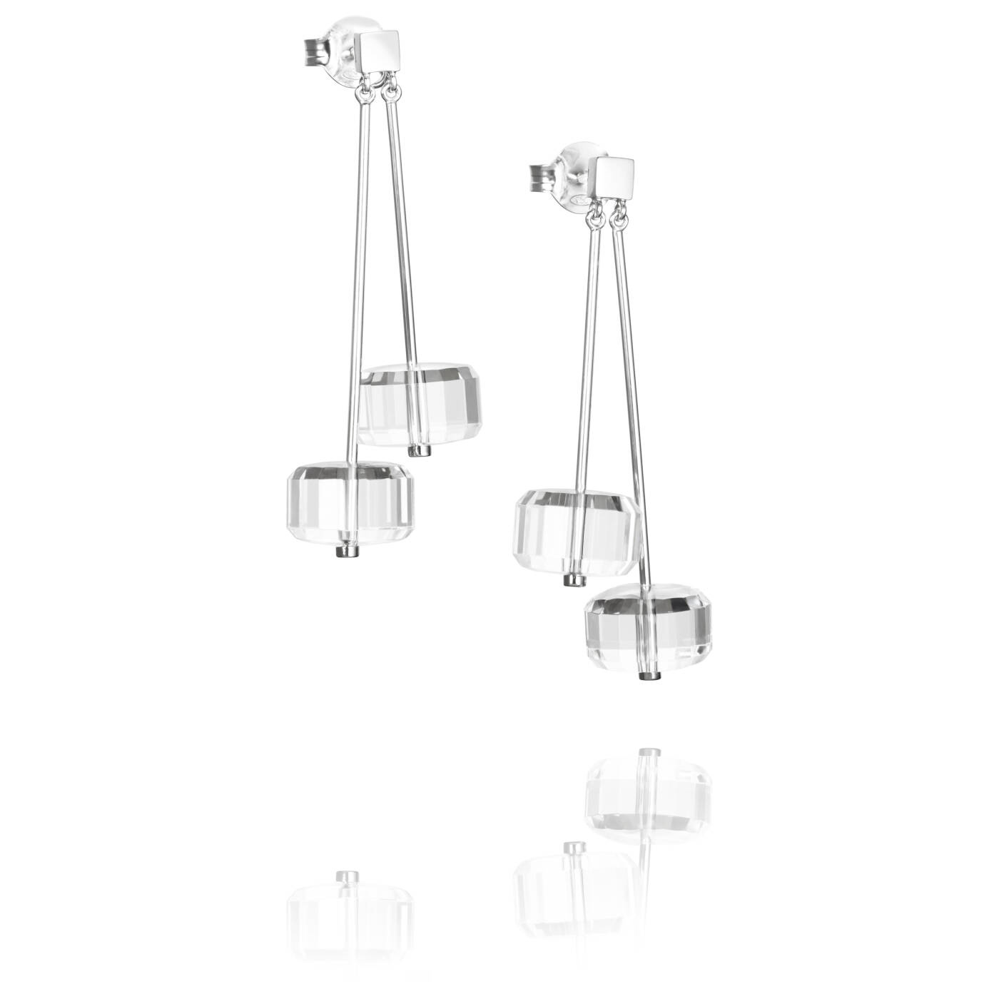 Crystal Disc Ohrring Silber