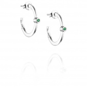 Micro Blink Hoops - Green Emerald Ohrring Silber