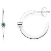 Micro Blink Hoops - Green Emerald Ohrring Silber