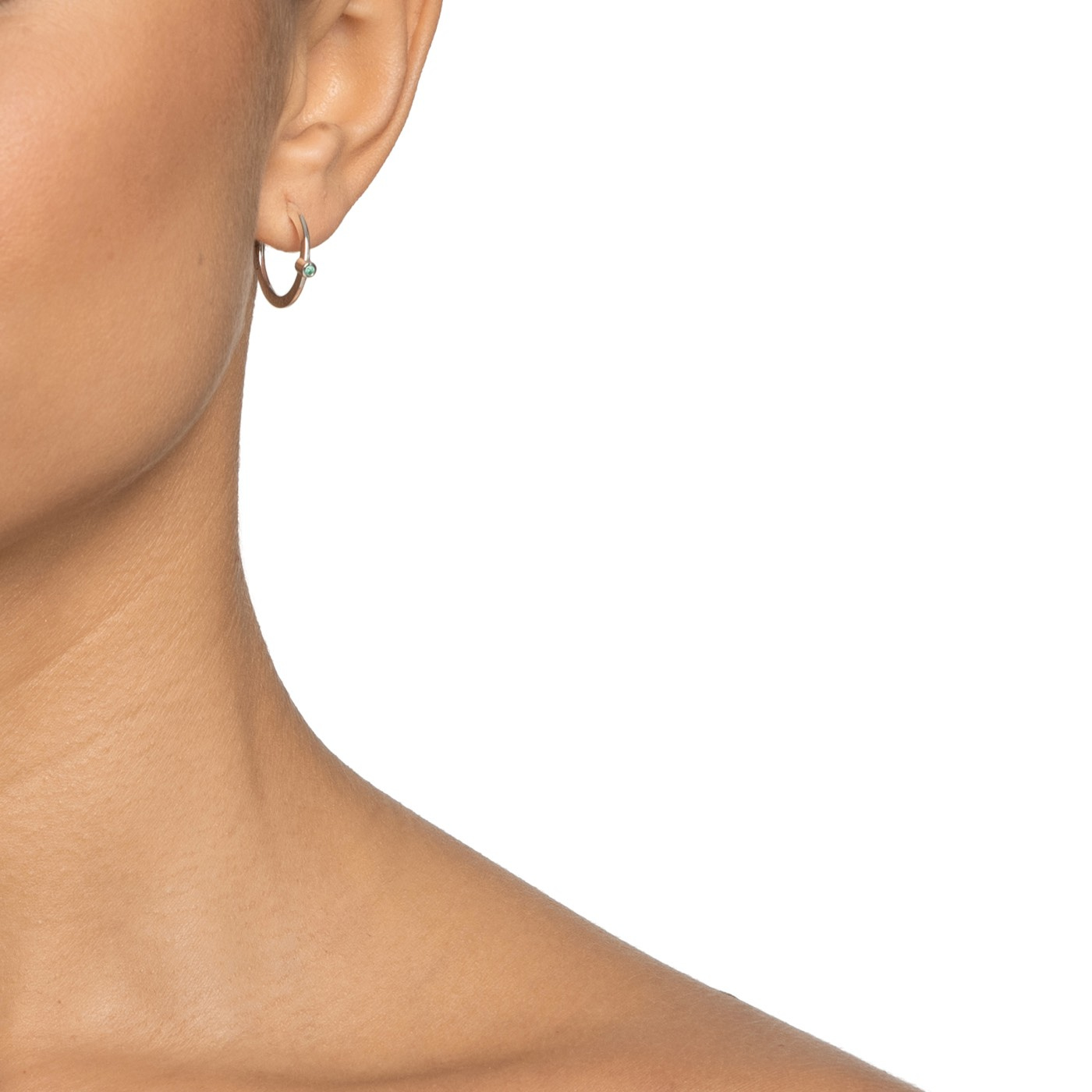 Micro Blink Hoops - Green Emerald Ohrring Silber