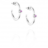 Micro Blink Hoops - Pink Sapphire Ohrring Silber