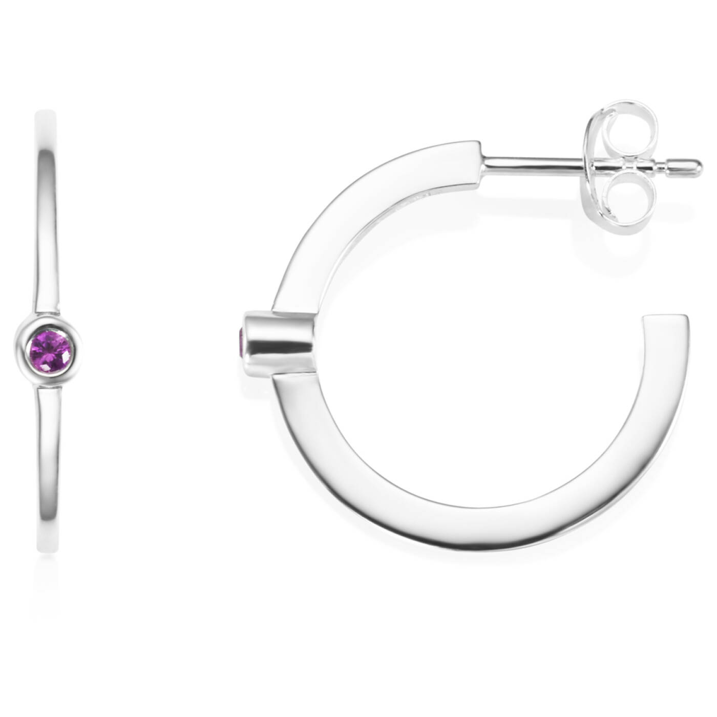 Micro Blink Hoops - Pink Sapphire Ohrring Silber