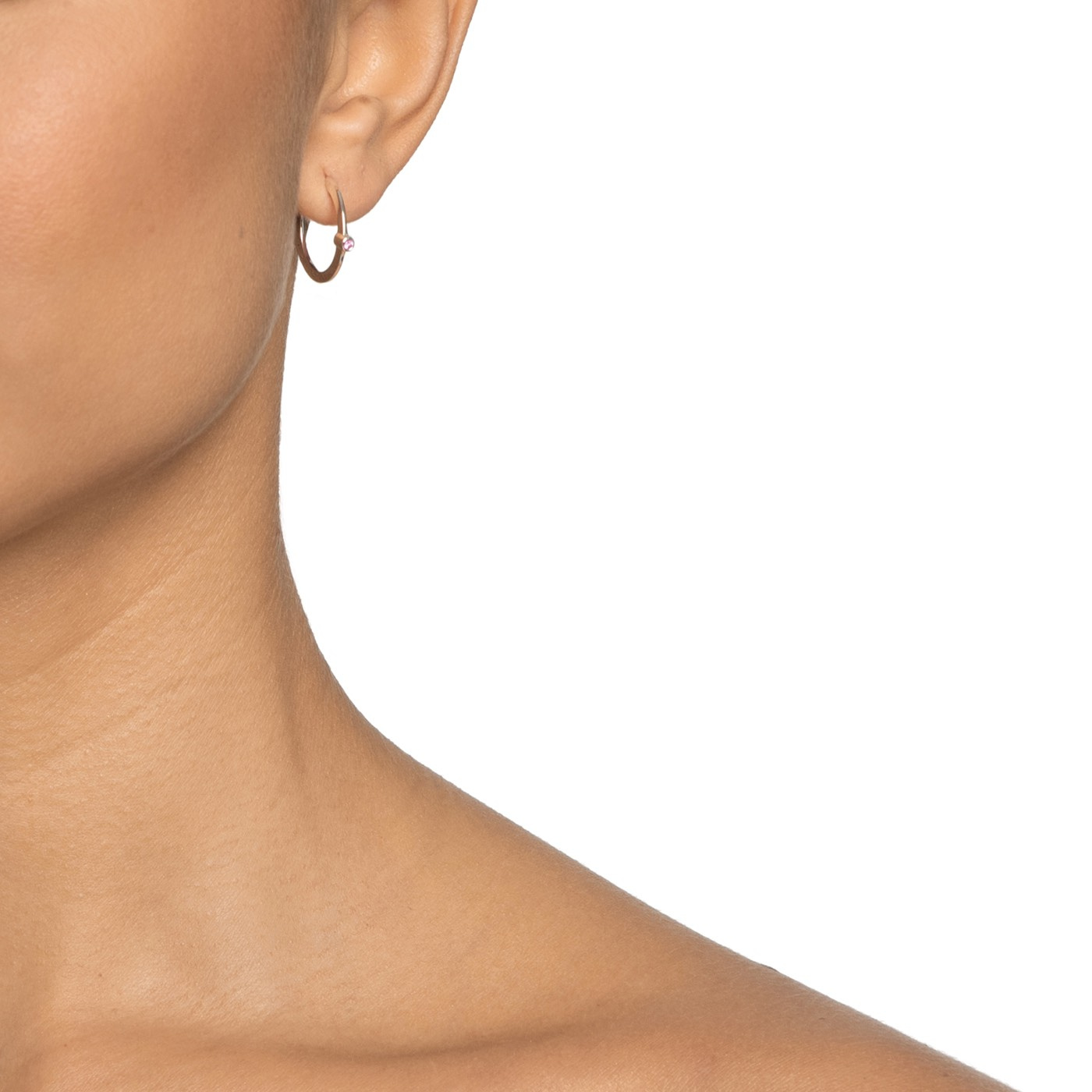 Micro Blink Hoops - Pink Sapphire Ohrring Silber