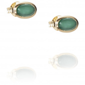 Love Bead - Green Agate Ohrring Gold