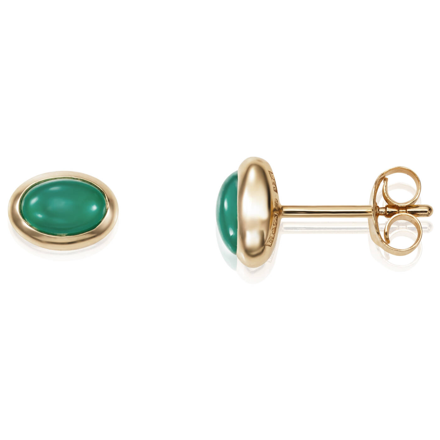 Love Bead - Green Agate Ohrring Gold
