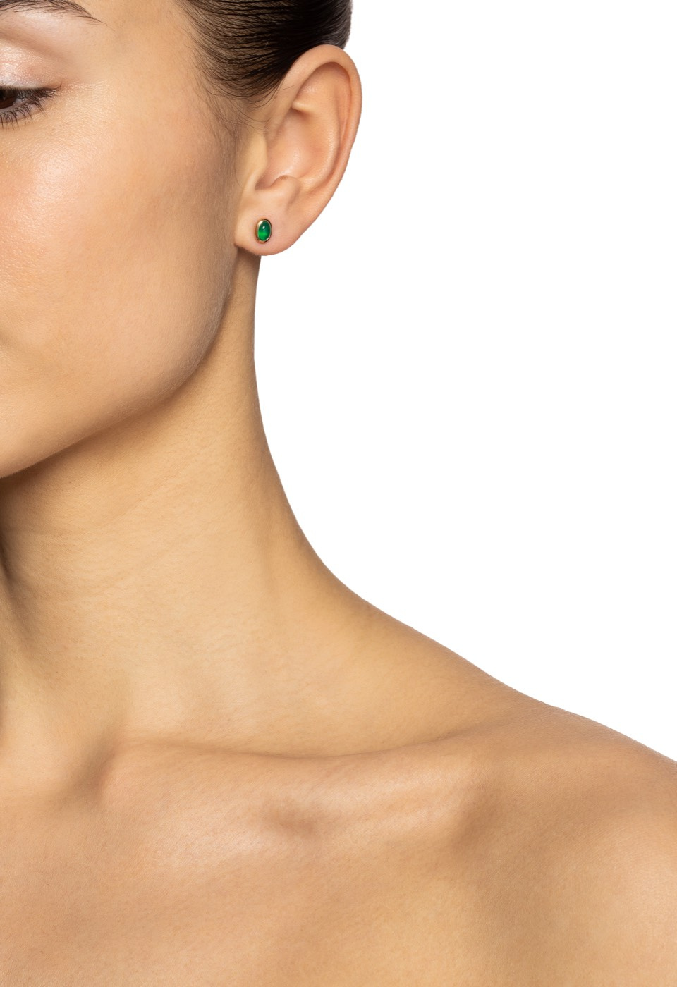 Love Bead - Green Agate Ohrring Gold