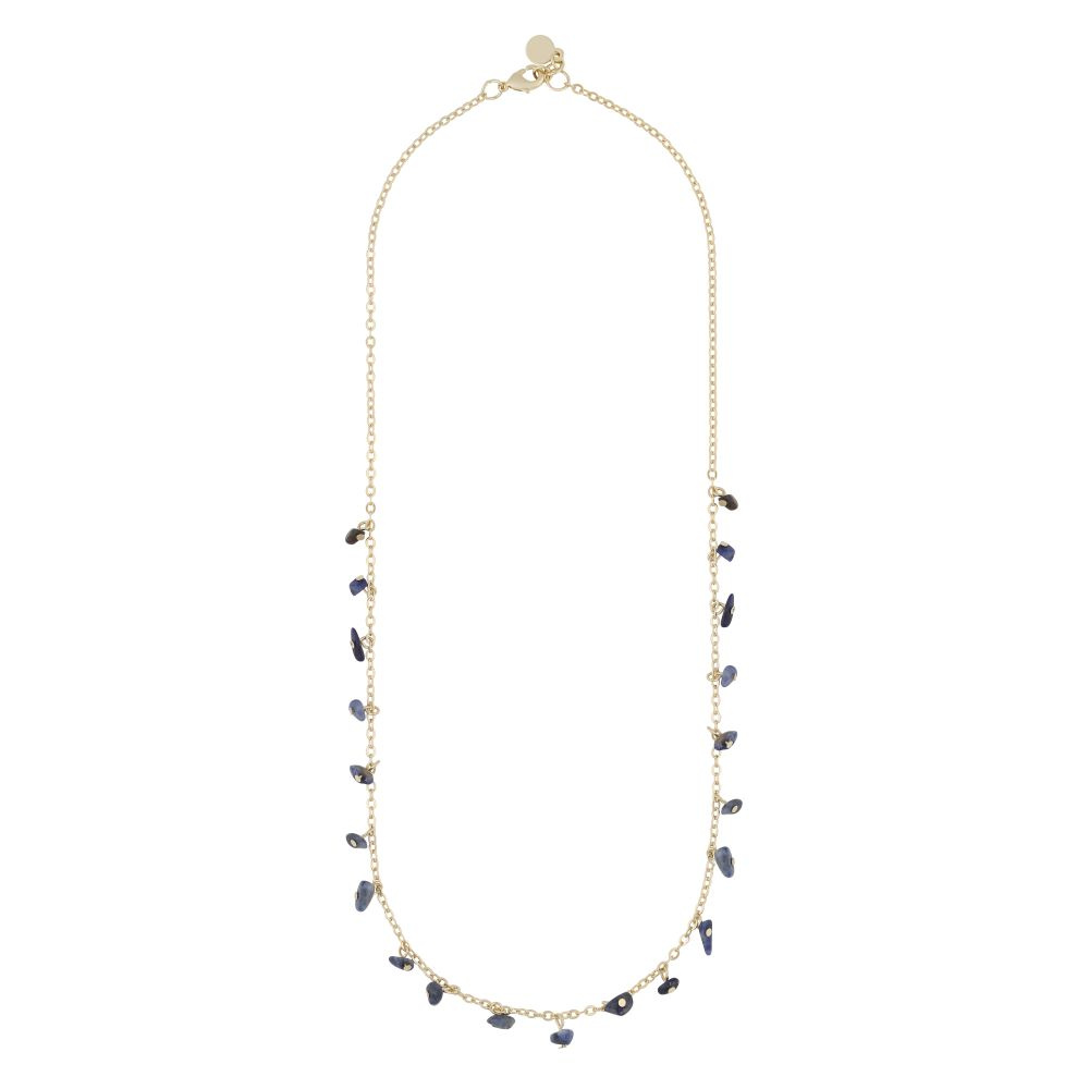 Capri stone charm neck gold blue 45 cm