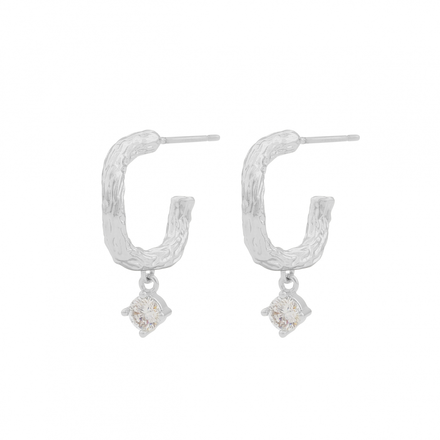 Oz oval pendant ear Silber/clear-Onesize