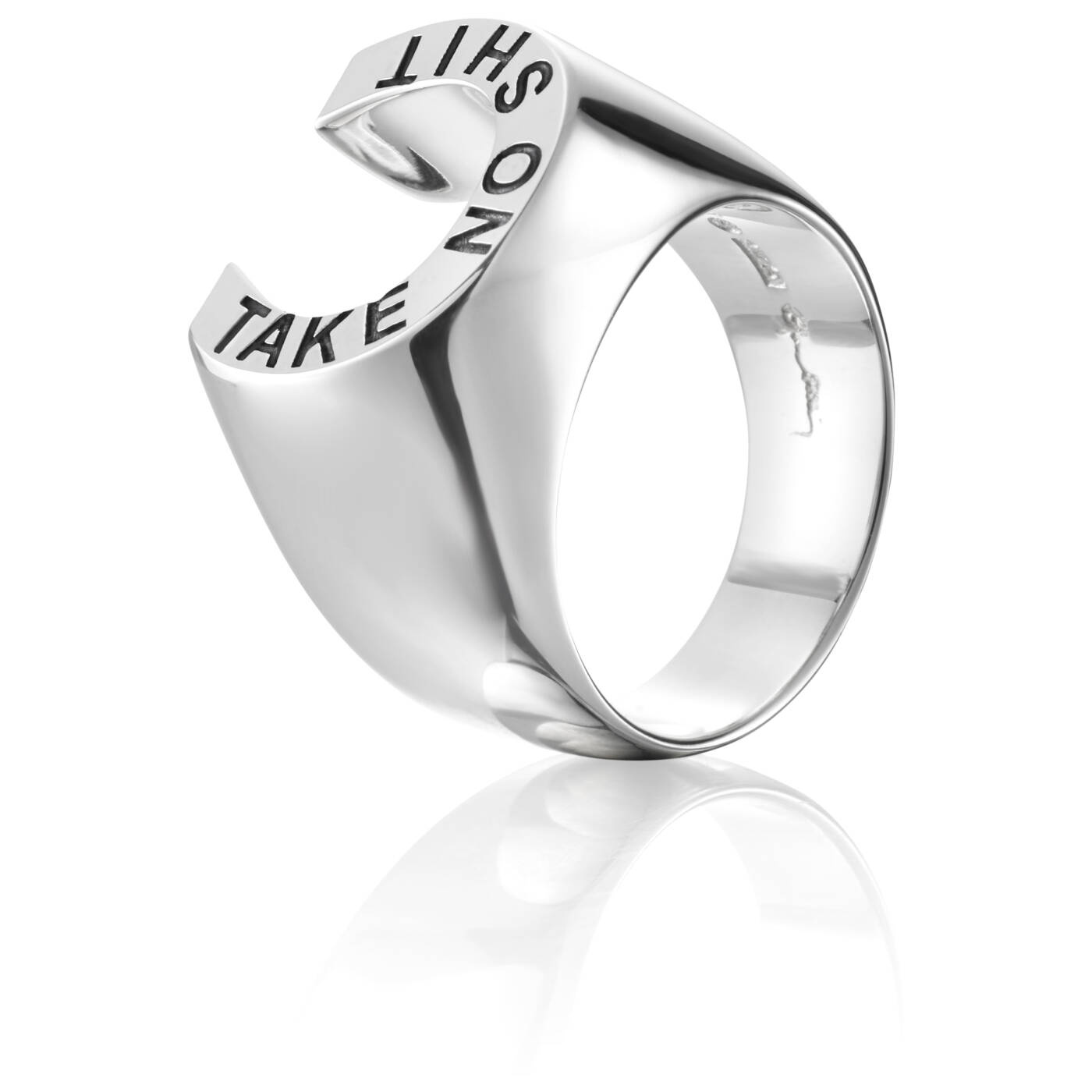 Take No Shit Ring Silber
