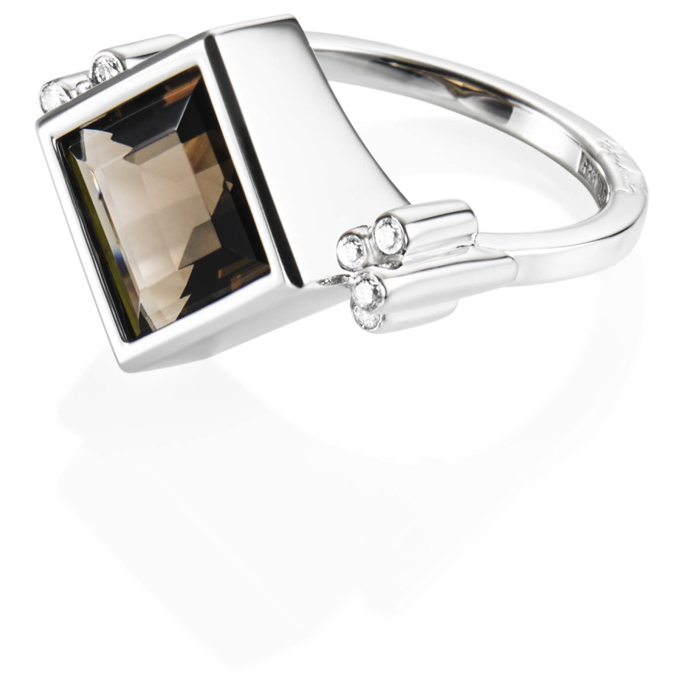 Shiny Memory - Smokey Quartz Ring Silber