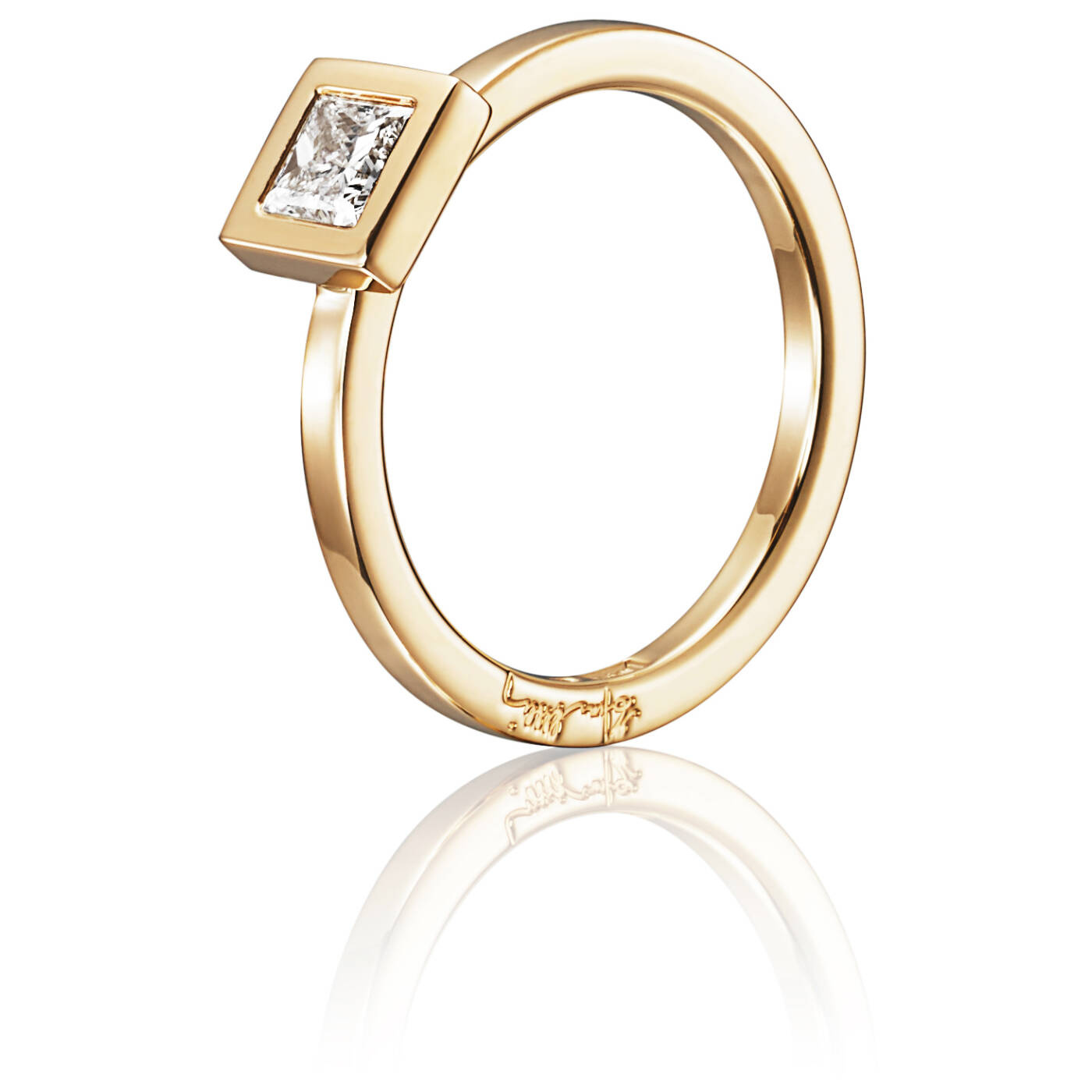 Princess Wedding Thin 0.40 ct diamant Ring Gold