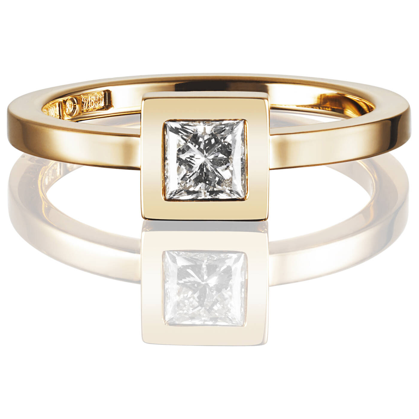 Princess Wedding Thin 0.40 ct diamant Ring Gold