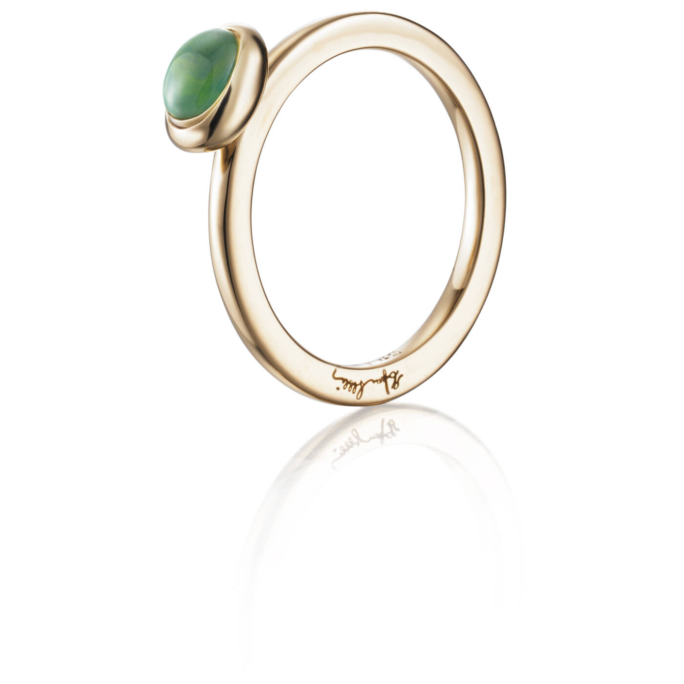 Love Bead - Green Agate Ring Gold