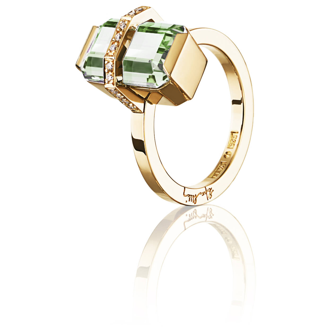 Little Bend Over - Green Quartz Ring Gold