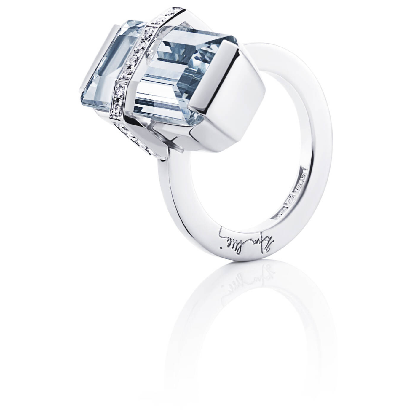 Bend Over - Aquamarine Ring Weißgold