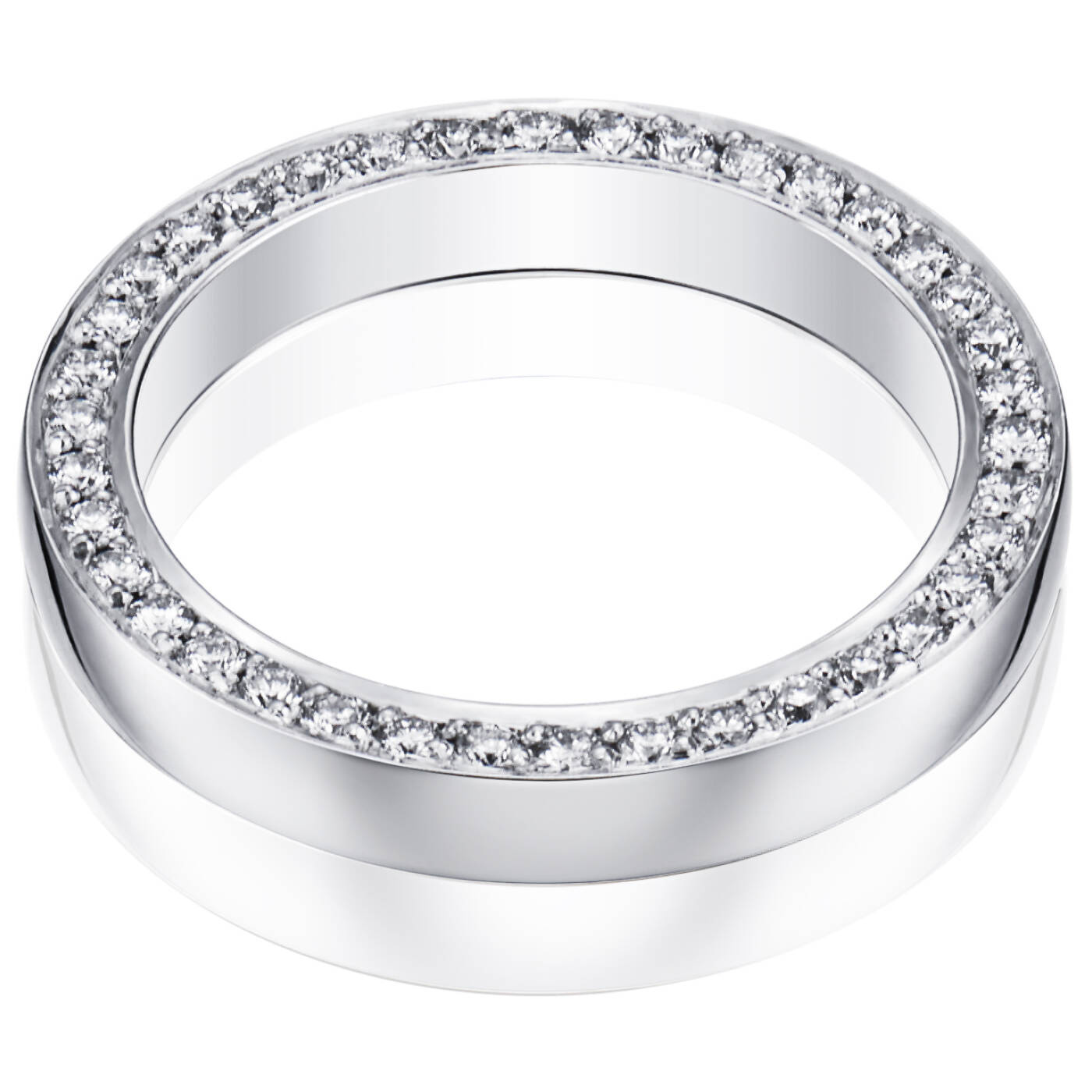 Half Round & Stars On Side Ring Weißgold