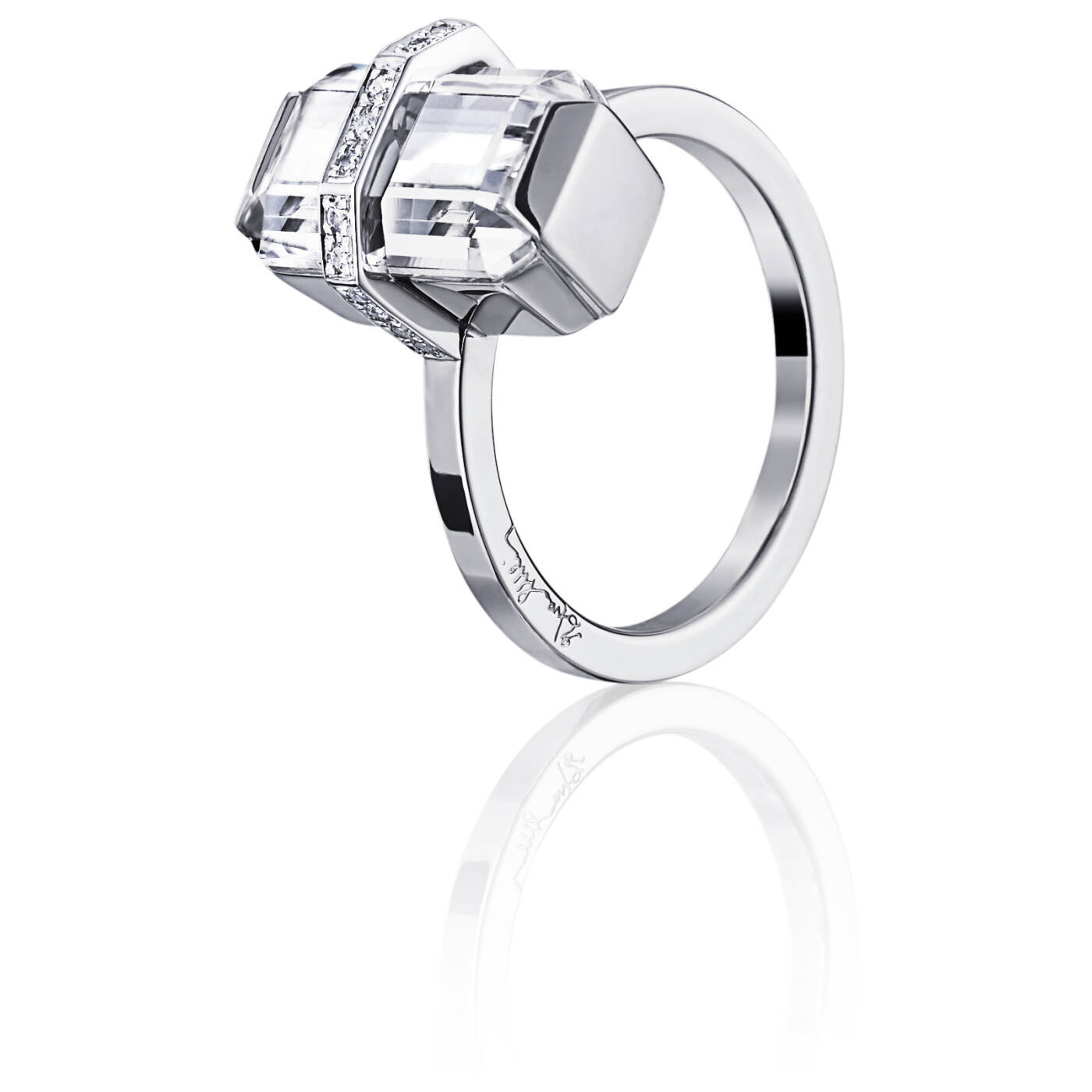 Little Bend Over - Crystal Quartz Ring Weißgold