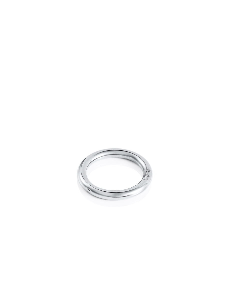 One Love & Stars Thin Ring Weißgold