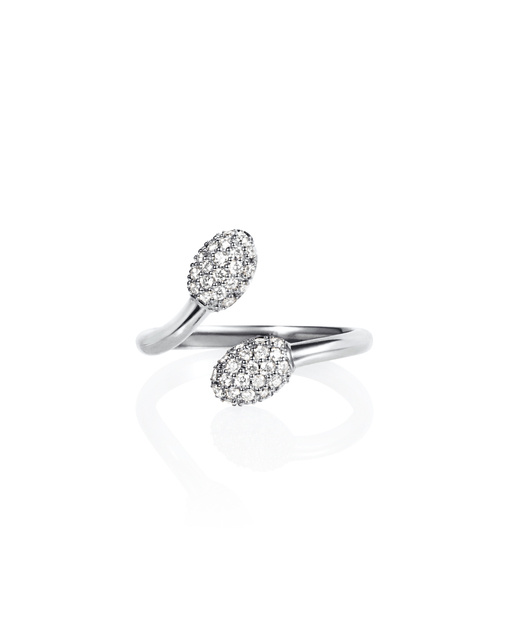 Love Bead & Stars Twin Ring White gold
