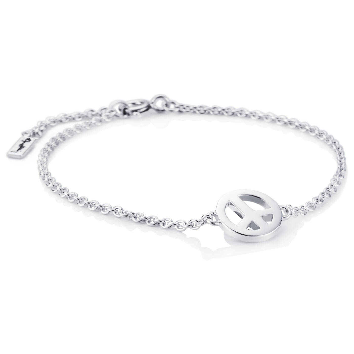Mini Peace Armbänder Silber 17-19 cm