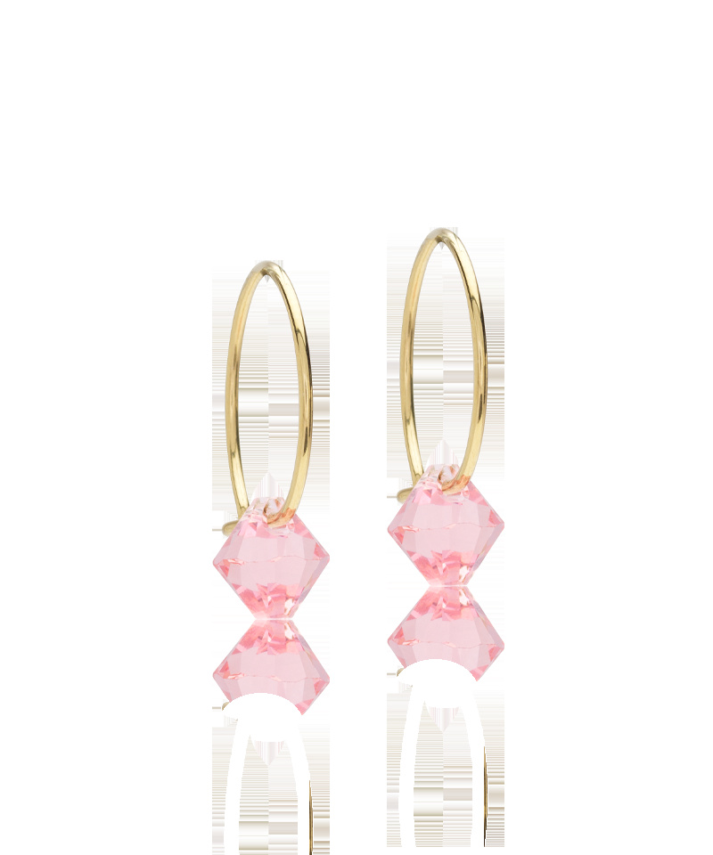 GT Ear Ring 14 mm, Bicone 6 mm, Light Rose