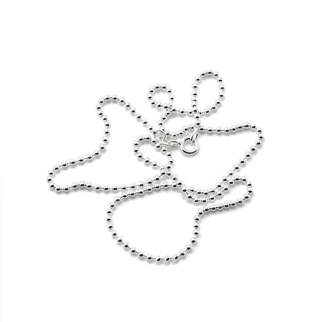 Bead Chain 2 mm Halsketten Silber 40 cm