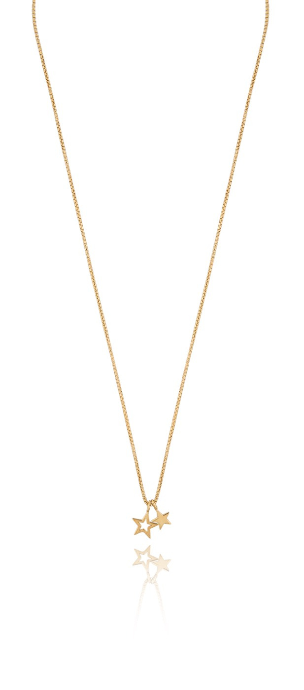 Double star pendant Halsketten Gold 42-47 cm