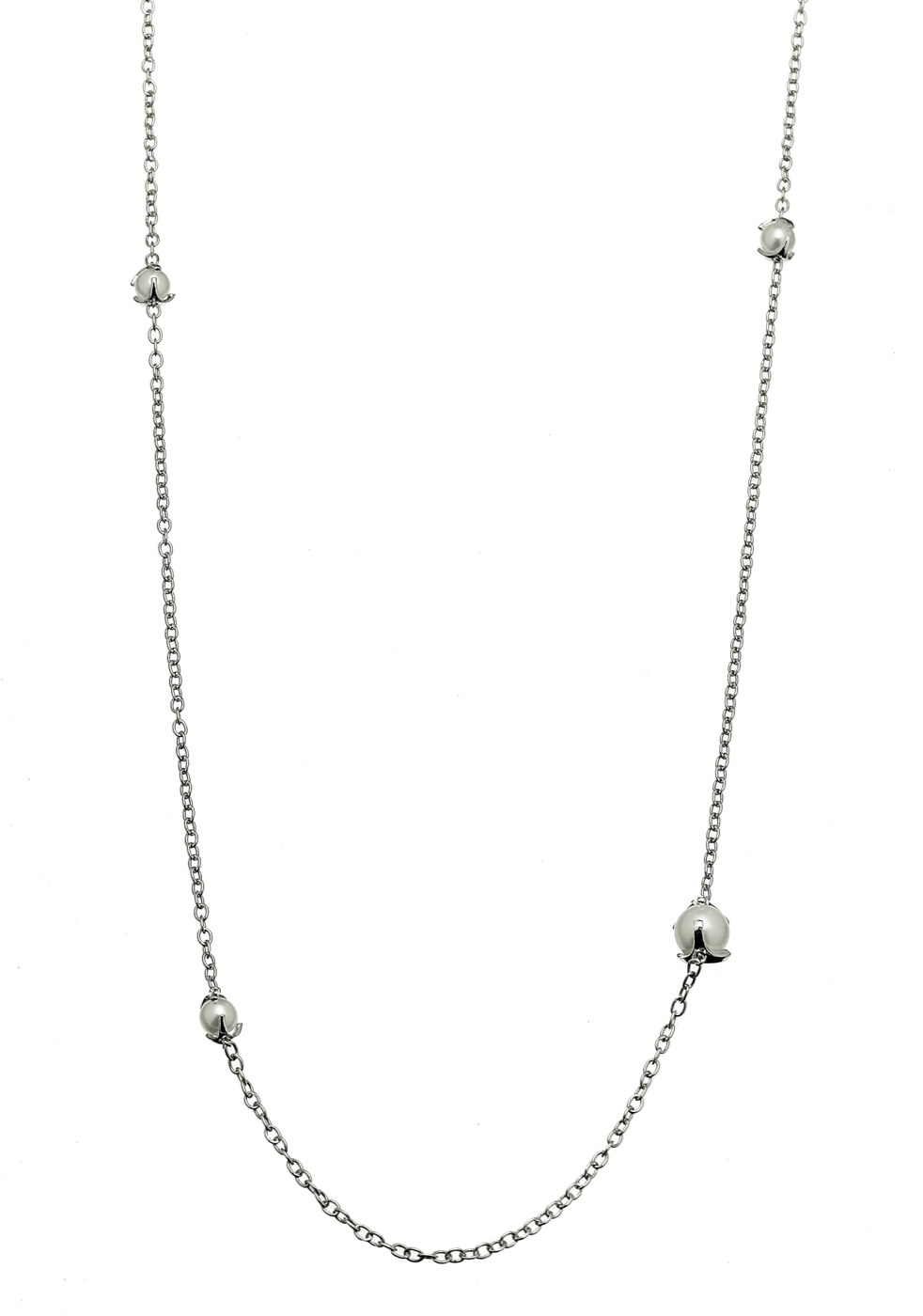 Pearl long chain Halsketten Silber 90+5 cm