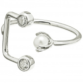 Pearl/Brilliant double ring Silber