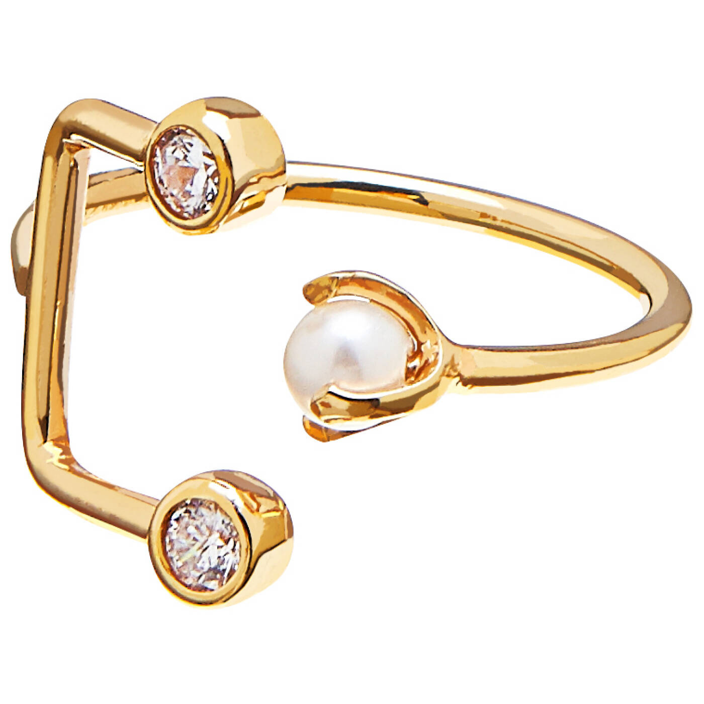 Pearl/Brilliant double ring Gold
