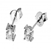 Two square stone stud Ohrring - Silber