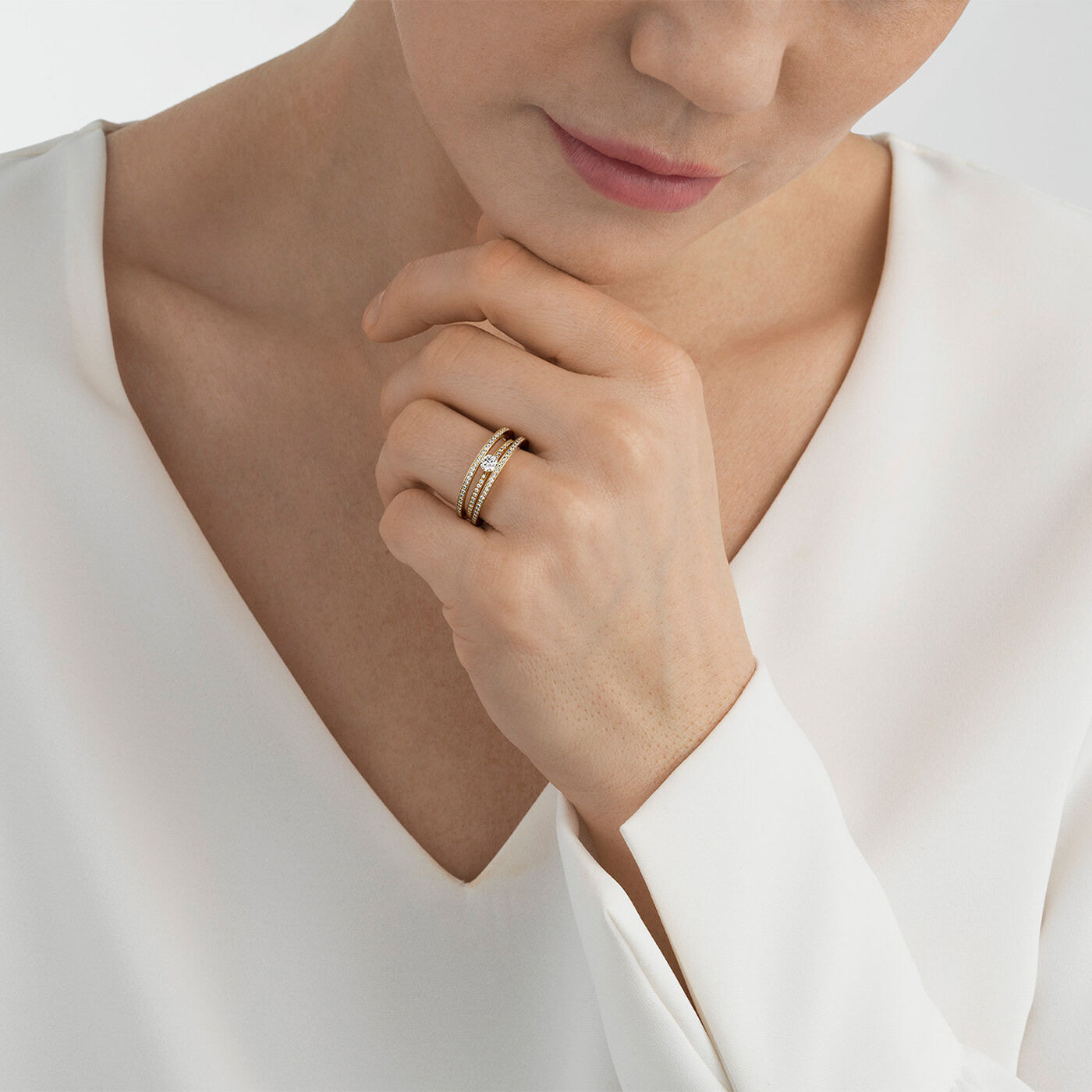 HALO SOLITAIRE Ring FULL PAVE 0.77 ct Gold