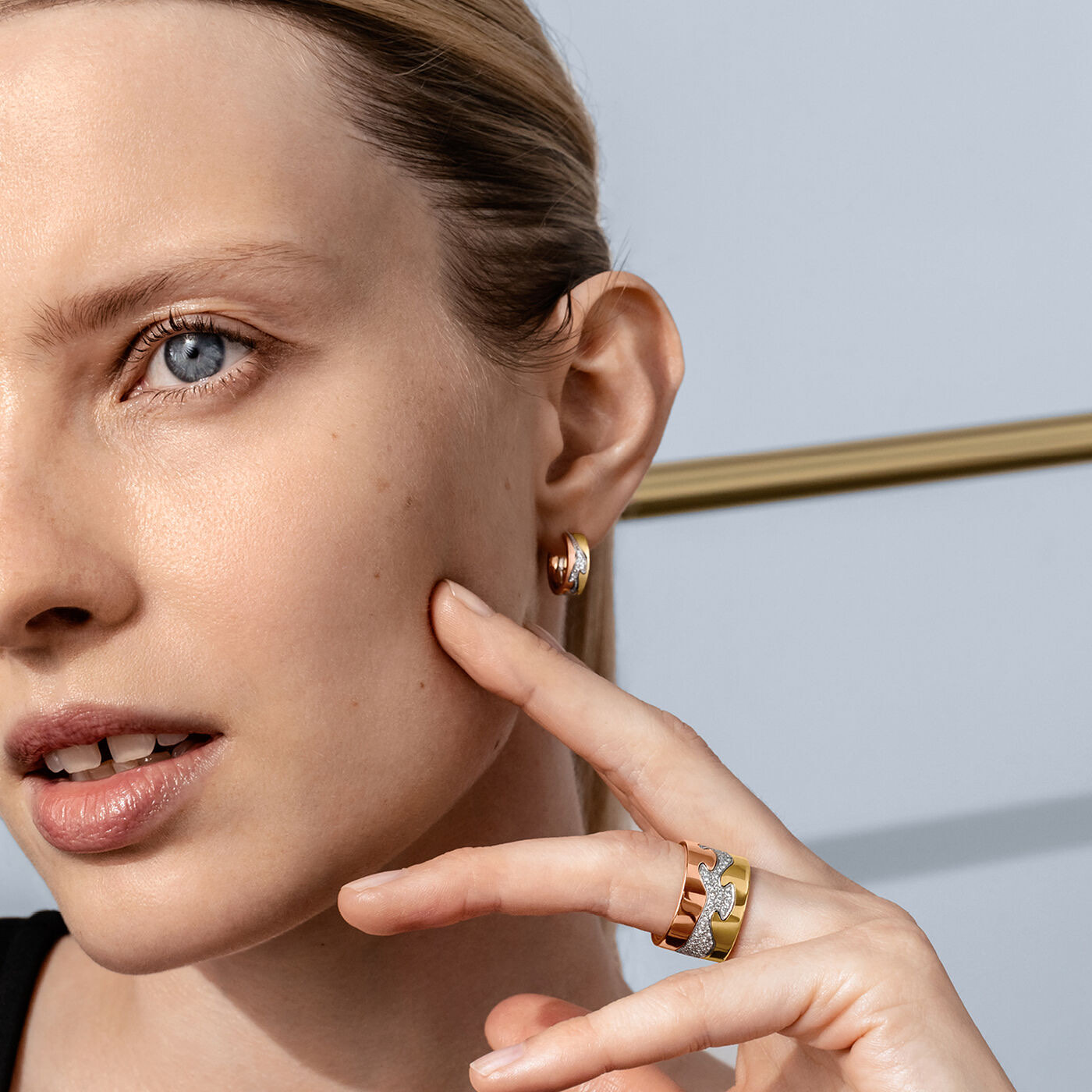 FUSION SMALL Ohrring Gold Weißgold RoséGold PAVÉ 0.08 CT