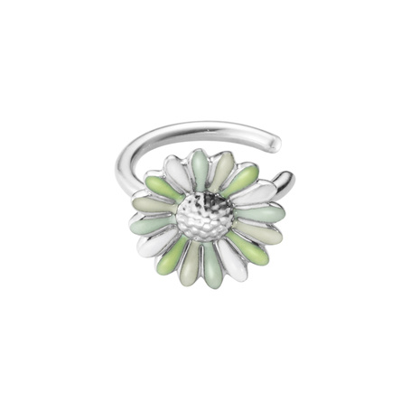 DAISY SMALL EAR CUFF (Silber) GREEN ENAMEL