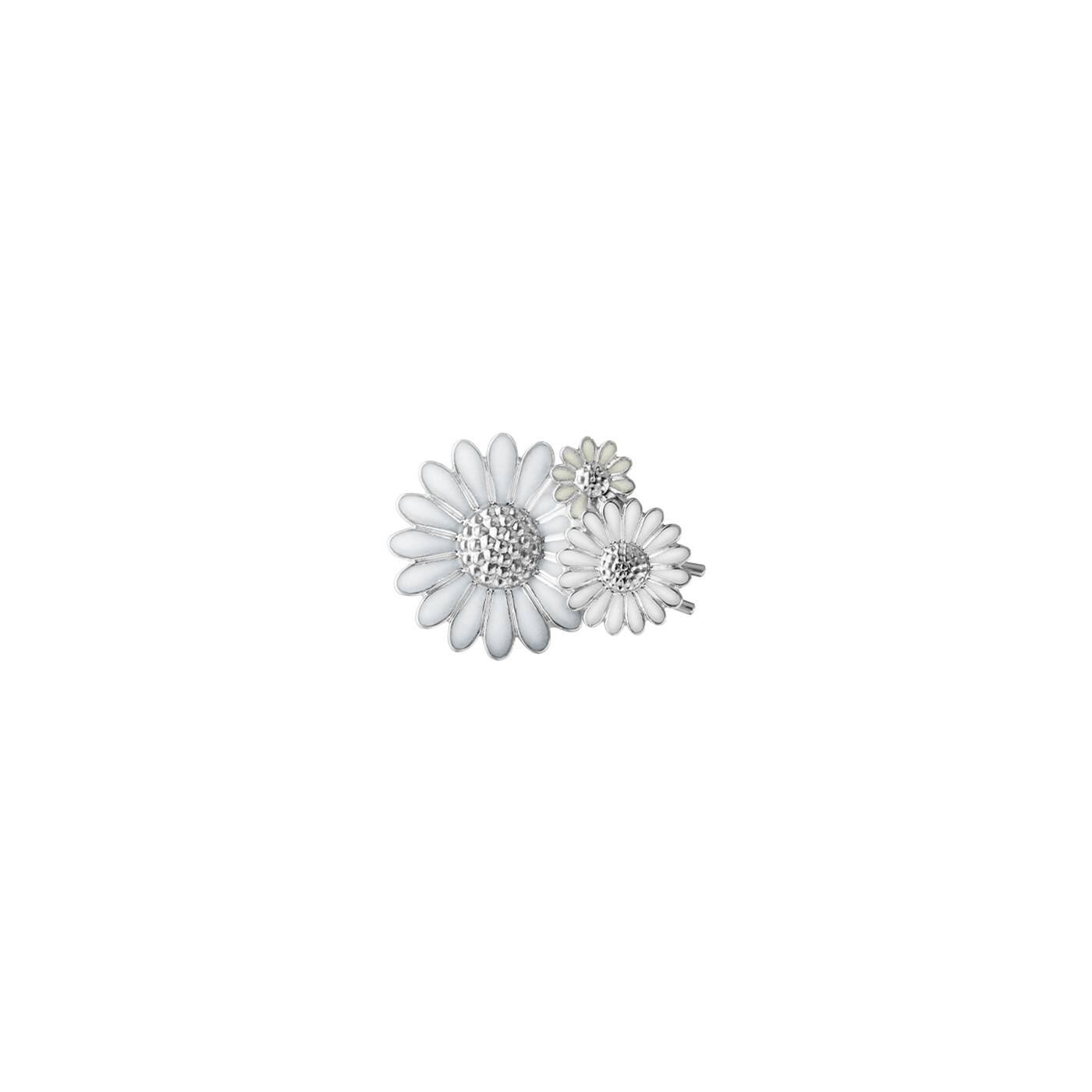 DAISY HAIR CLIP Silber WHITE ENAMEL