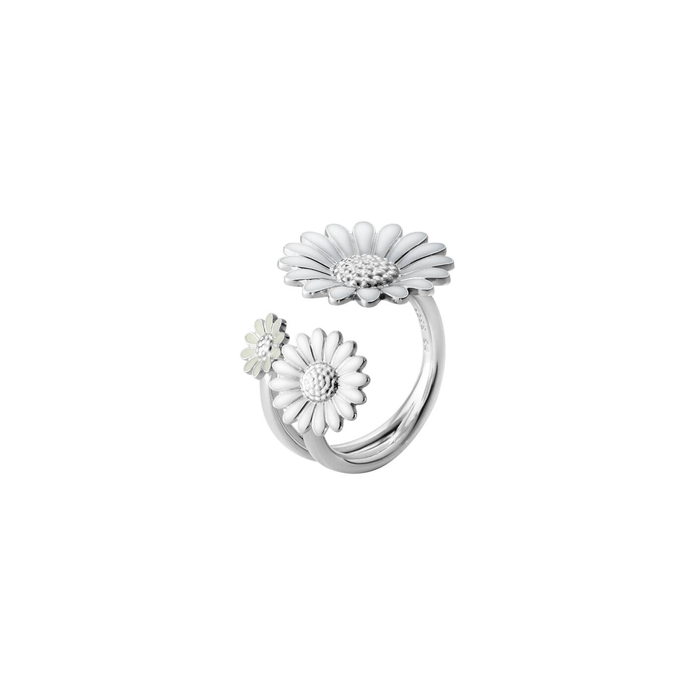 DAISY FLOWER RING Silber WHITE ENAMEL