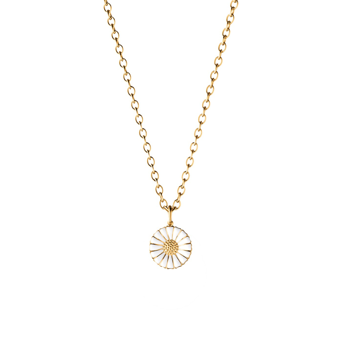 DAISY Hängeschmuck Silber Goldpläterad WHITE ENAMEL 11 MM