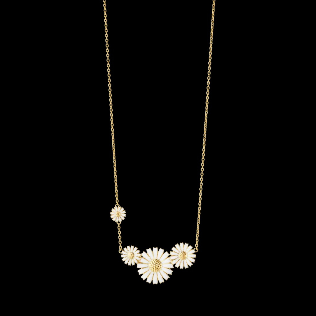 DAISY Hängeschmuck Silber Goldpläterad WHITE ENAMEL 